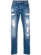 Alexander Mcqueen Distressed Straight-leg Jeans - Blue
