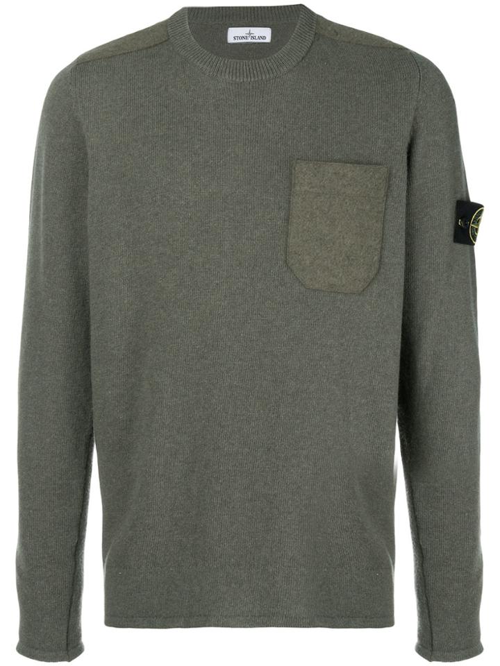 Stone Island Logo Long-sleeve Sweater - Green