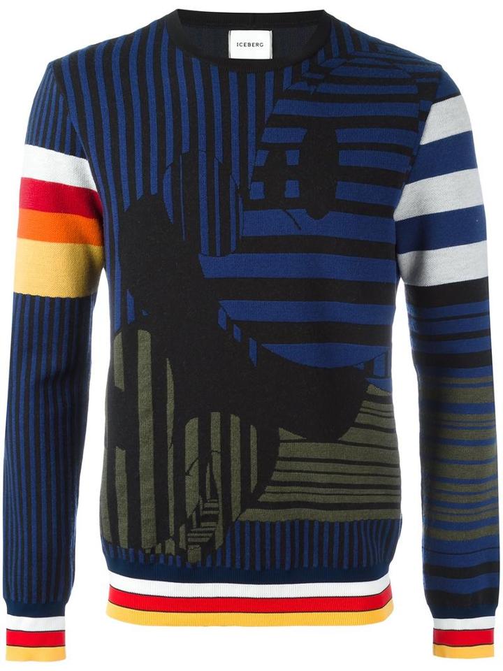 Iceberg 'mickey' Jumper, Men's, Size: 5, Blue, Polyamide/wool