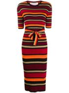 Victoria Victoria Beckham Short-sleeve Striped Sweater Dress - Red