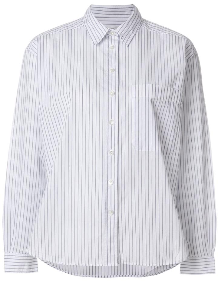 Closed Striped Button Shirt - White