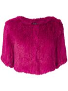 Yves Salomon Short Sleeve Cropped Jacket - Pink & Purple