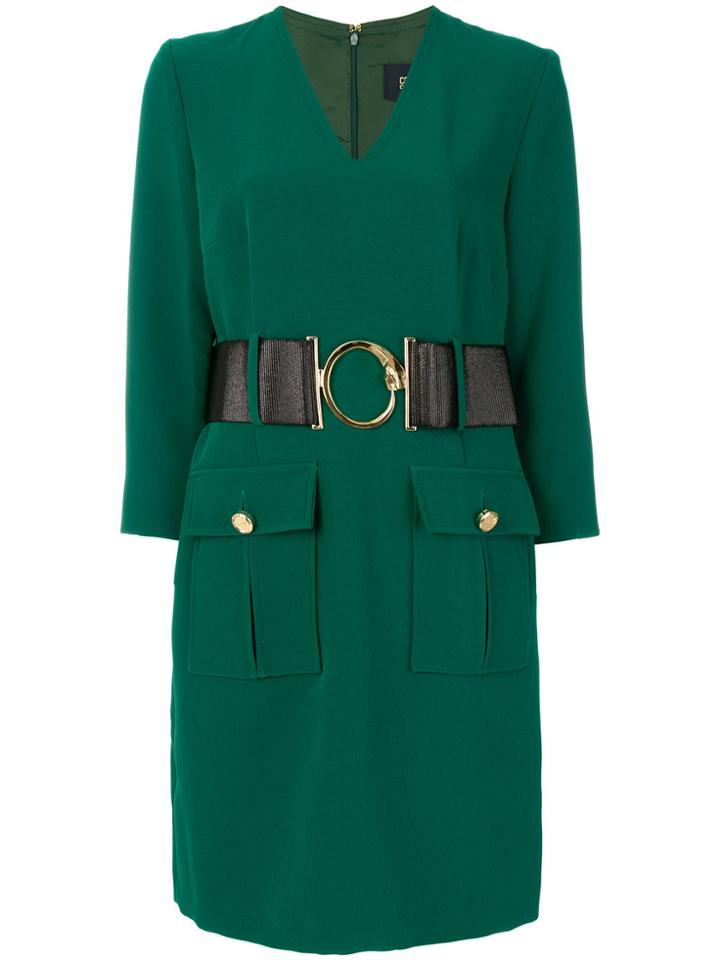 Cavalli Class V-neck Belted Dress - Green