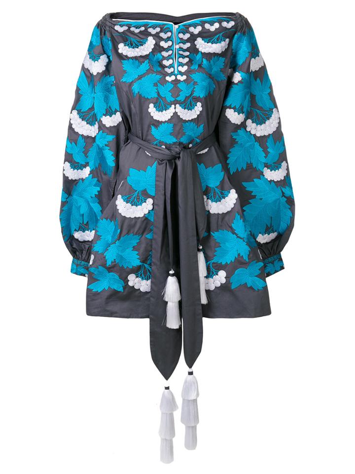 Yuliya Magdych Kalynia Embroidered Dress - Grey
