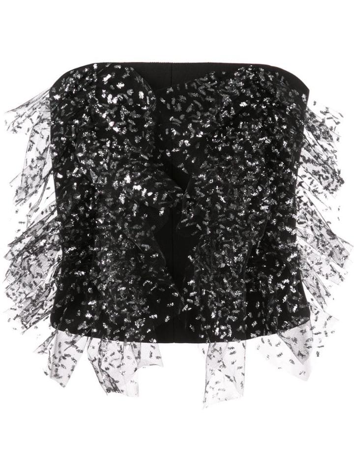 Carmen March Ruffled Tube Top - Black