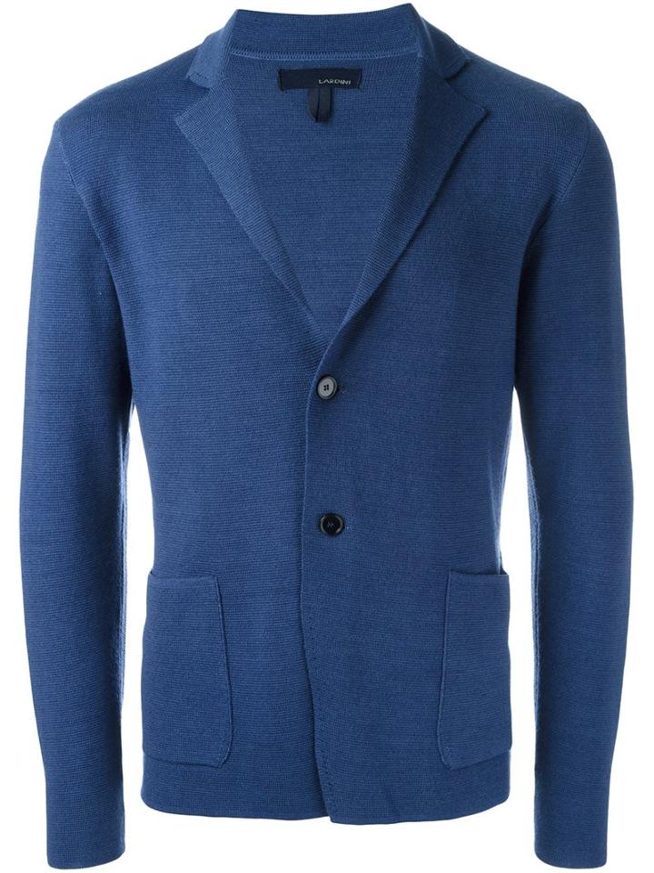 Lardini Woven Single Breasted Blazer, Men's, Size: 52, Blue, Wool