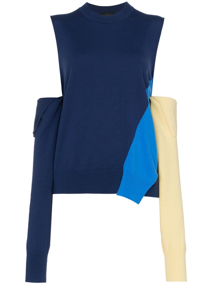 Calvin Klein 205w39nyc Blue Wool Cold Shoulder Jumper