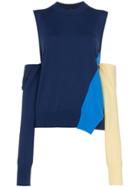 Calvin Klein 205w39nyc Blue Wool Cold Shoulder Jumper