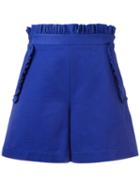 Msgm Ruffled Detail Shorts, Women's, Size: 44, Pink/purple, Cotton/polyamide/polyester