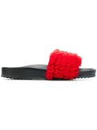Mira Mikati Loop Knit Slides - Black