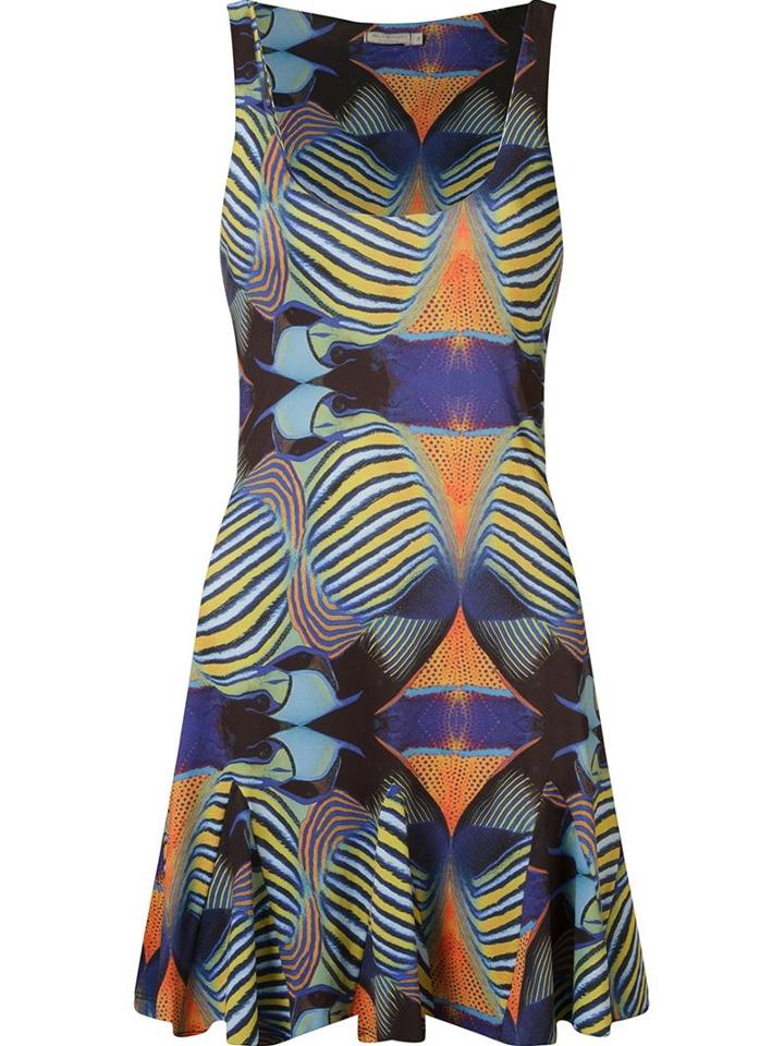 Blue Man Graphic Flared Dress, Women's, Size: Medium, Polyester/spandex/elastane