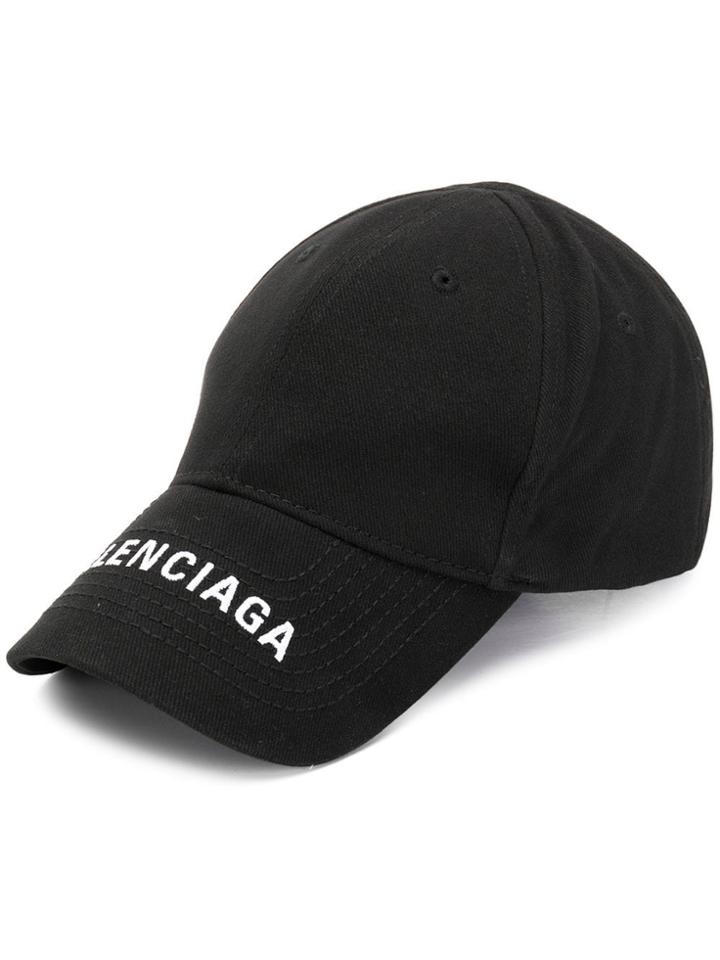 Balenciaga Embroidered Logo Cap - Black