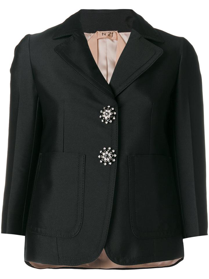 No21 Crystal Button Blazer - Black