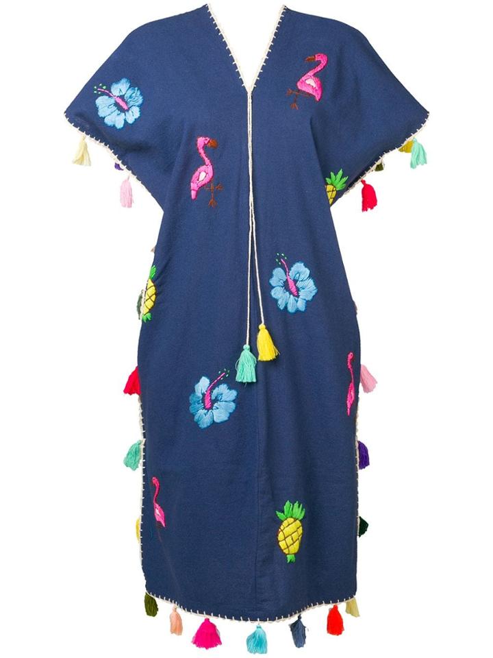 Dolci Follie Pineapple Embroidered Kaftan - Blue
