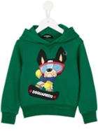 Dsquared2 Kids Snowboarding Dog Print Hoodie, Boy's, Size: 10 Yrs, Green