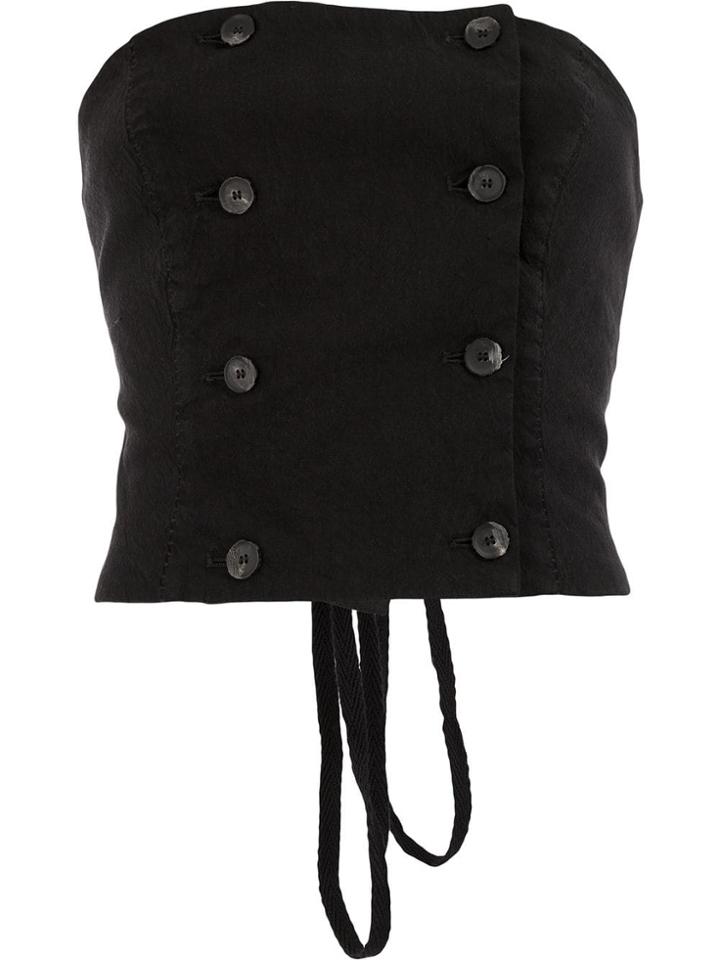 Masnada Strapless Buttoned Top - Black