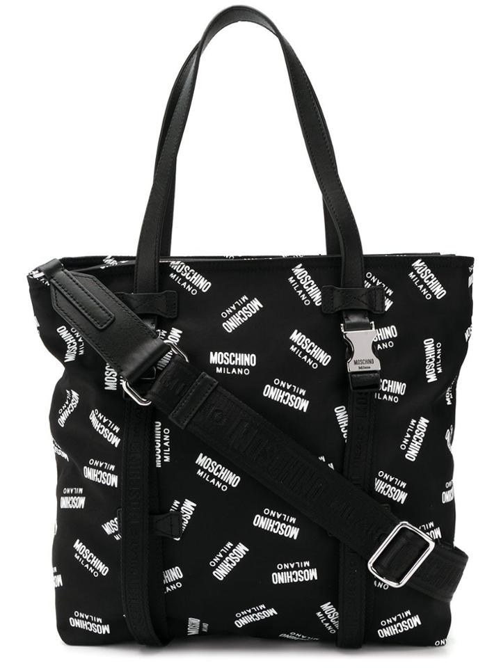 Moschino Logo Shopping Tote Bag - Black
