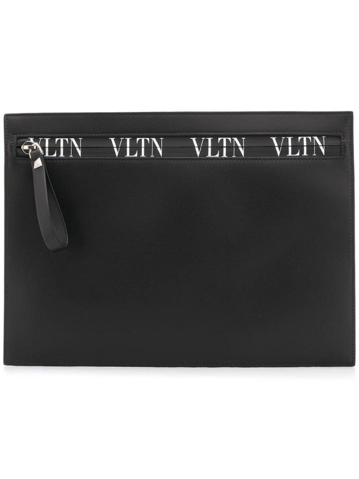 Valentino Valentino Garavani Logo-print Clutch Bag - Black