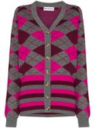 Molly Goddard Gabriella Argyle Knit Cardigan - Grey