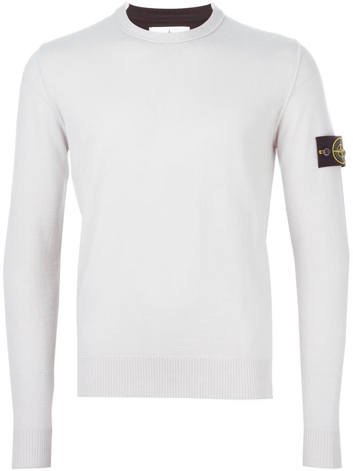 Stone Island Logo Patch Jumper, Men's, Size: Large, Nude/neutrals, Wool