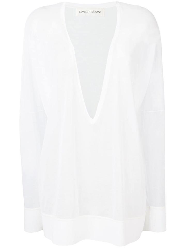 Lamberto Losani Oversized Sheer Sweater - White