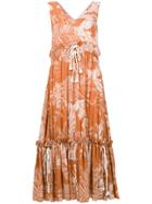 See By Chloé Palm-print Drawstring Maxi Dress - Brown