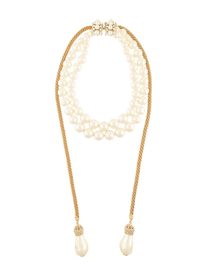 Dolce & Gabbana Rhinestone-embellished Faux-pearl Necklace - White
