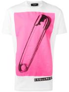 Dsquared2 Safety Pin Print T-shirt, Men's, Size: Large, White, Cotton