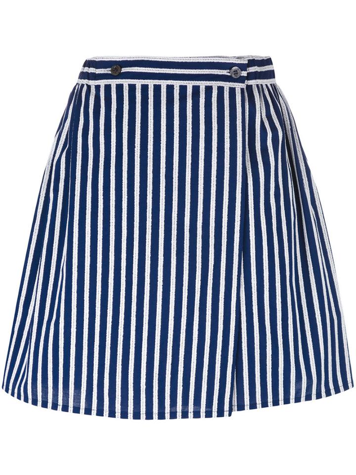 Maison Kitsuné Striped A-line Skirt, Women's, Size: 36, Blue, Cotton