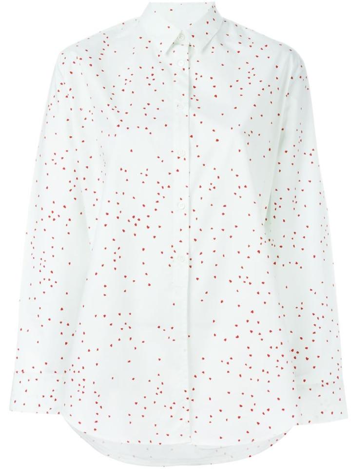 Ps By Paul Smith Hear Print Shirt, Women's, Size: 42, White, Cotton