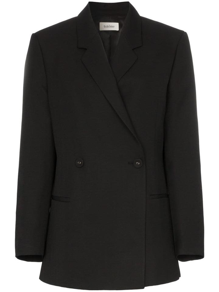 Toteme Loreo Double Breasted Oversized Blazer Jacket - Black
