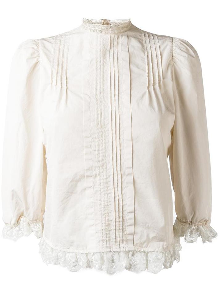 Dsquared2 Ruffled Hem Pleated Blouse, Women's, Size: 42, Nude/neutrals, Cotton/polyamide