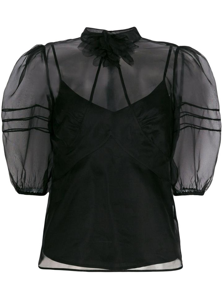 Alberta Ferretti Asymmetric Ruffle Blouse - Blue