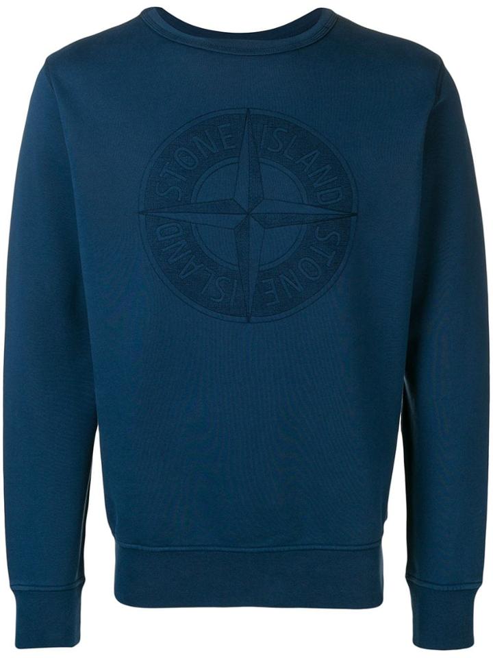 Stone Island Logo Embroidered Sweatshirt - Blue