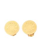 Hermès Vintage Logo Stud Clip-on Earrings, Women's, Metallic