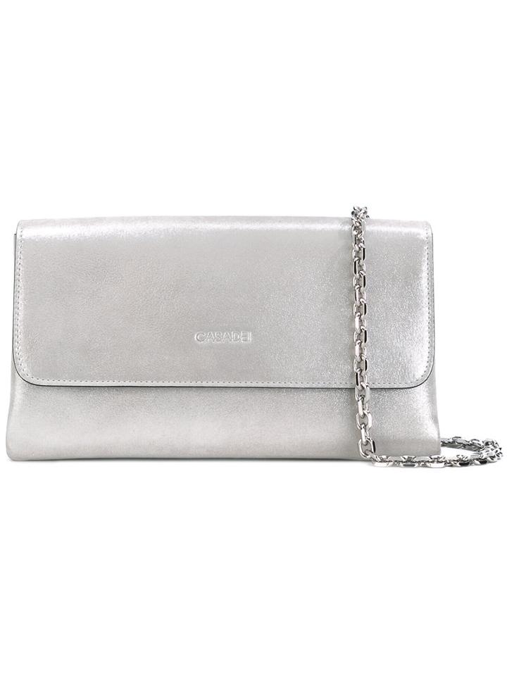 Casadei - Chain Flap Bag - Women - Satin/kid Leather - One Size, Grey, Satin/kid Leather