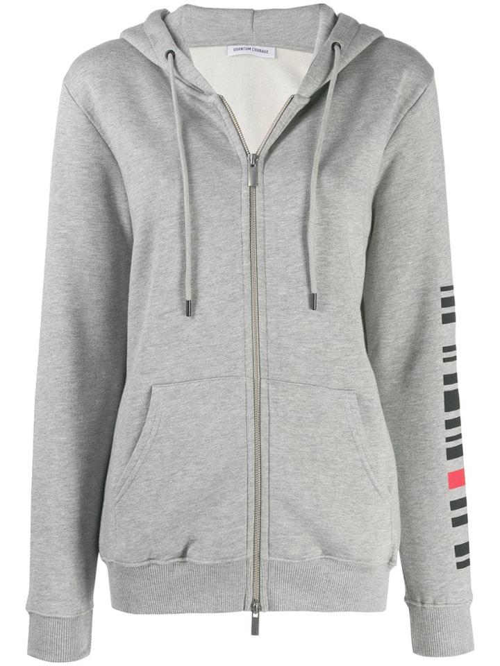 Quantum Courage Barcode Zip-up Hoodie - Grey