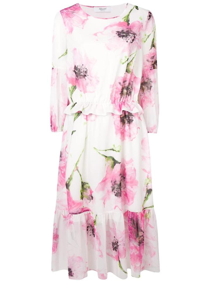 Blugirl Floral Print Midi Dress - White