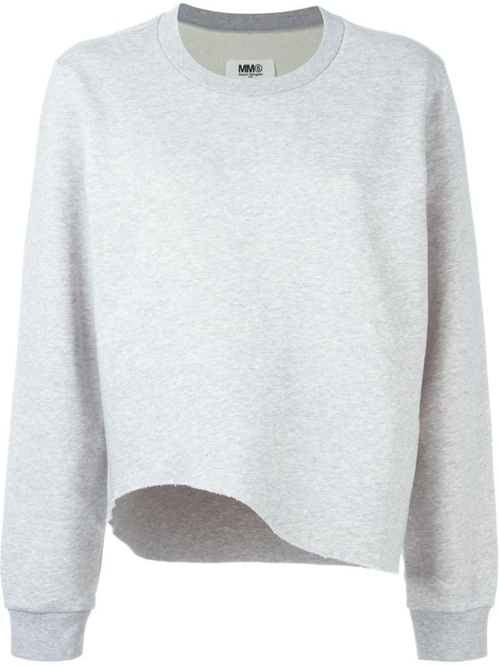 Mm6 Maison Margiela Asymmetric Hem Sweatshirt, Women's, Size: M, Grey, Cotton/polyester