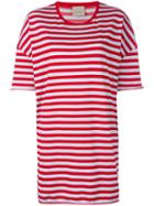 Laneus Striped Oversized T-shirt, Women's, Size: Small, Red, Cotton/polyamide