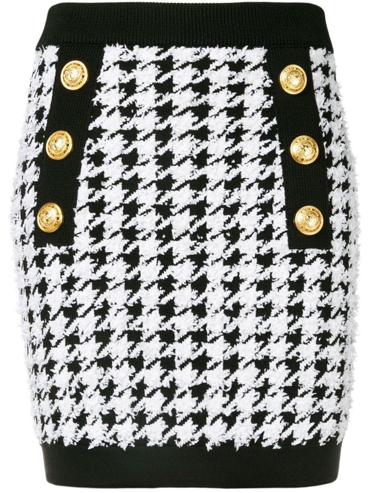 Balmain Houndstooth Knit Skirt - Black