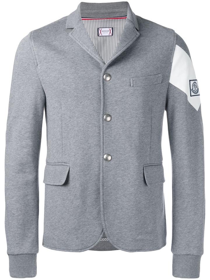 Moncler Gamme Bleu Contrast Arm Blazer, Men's, Size: Large, Grey, Cotton/cupro