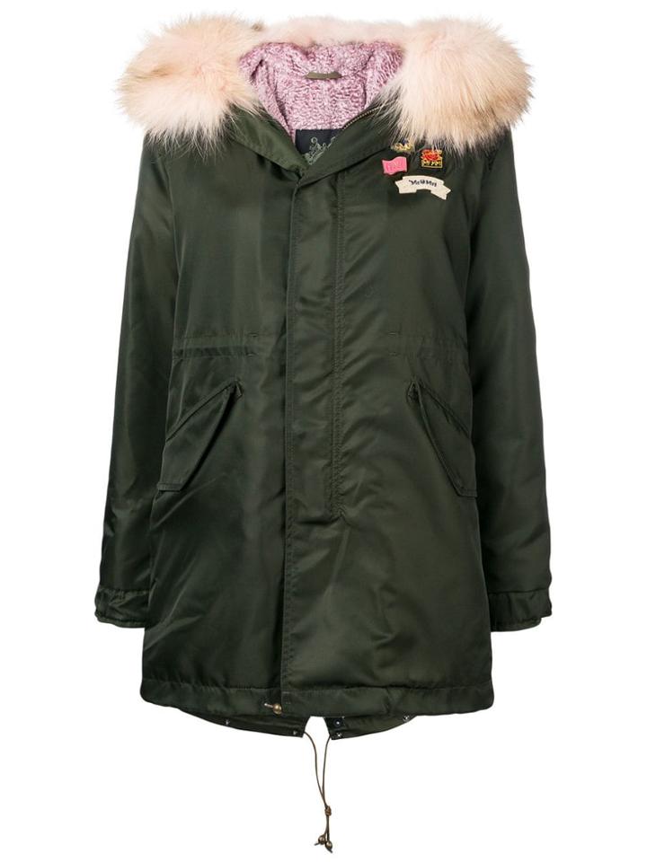Mr & Mrs Italy Patch Embellished Parka - Green