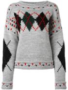 Isabel Marant Braided Argyle Golf Jumper, Women's, Size: 36, Grey, Wool/alpaca