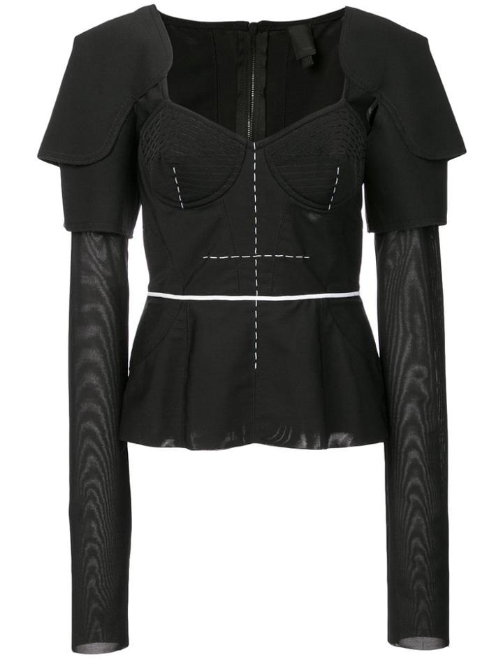 Vera Wang Bustier Longsleeved Blouse - Black