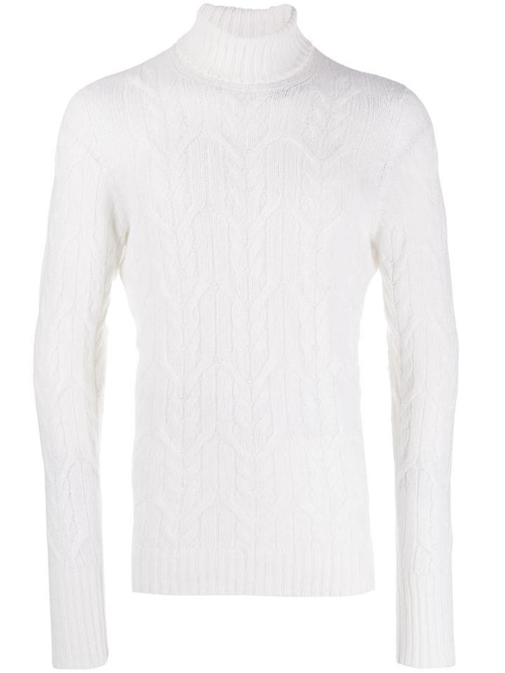 Drumohr Cable Knit Roll Neck Jumper - White