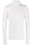 Drumohr Cable Knit Roll Neck Jumper - White