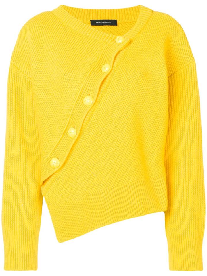 Cédric Charlier Asymmetric Knitted Jumper - Yellow