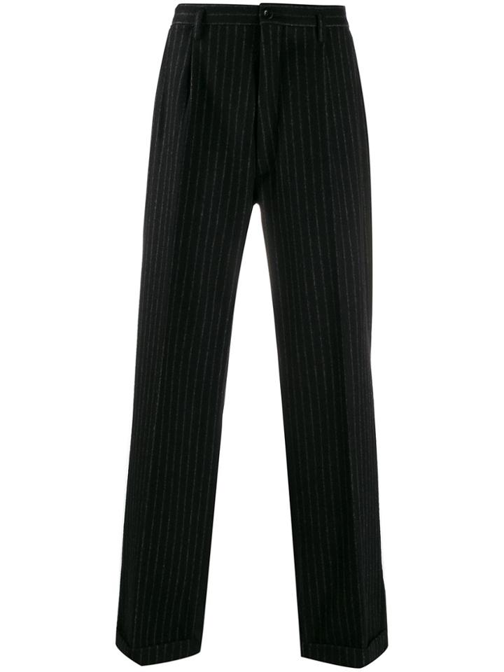 Maison Margiela Pinstripe Wide-leg Trousers - Black