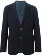 Etro Woven Blazer, Men's, Size: 48, Blue, Silk/cotton/acetate/viscose